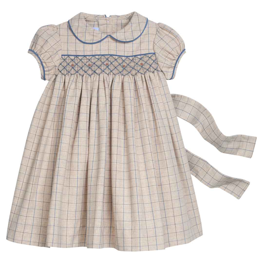 Smocked Natalie Dress- Durham Windowpane