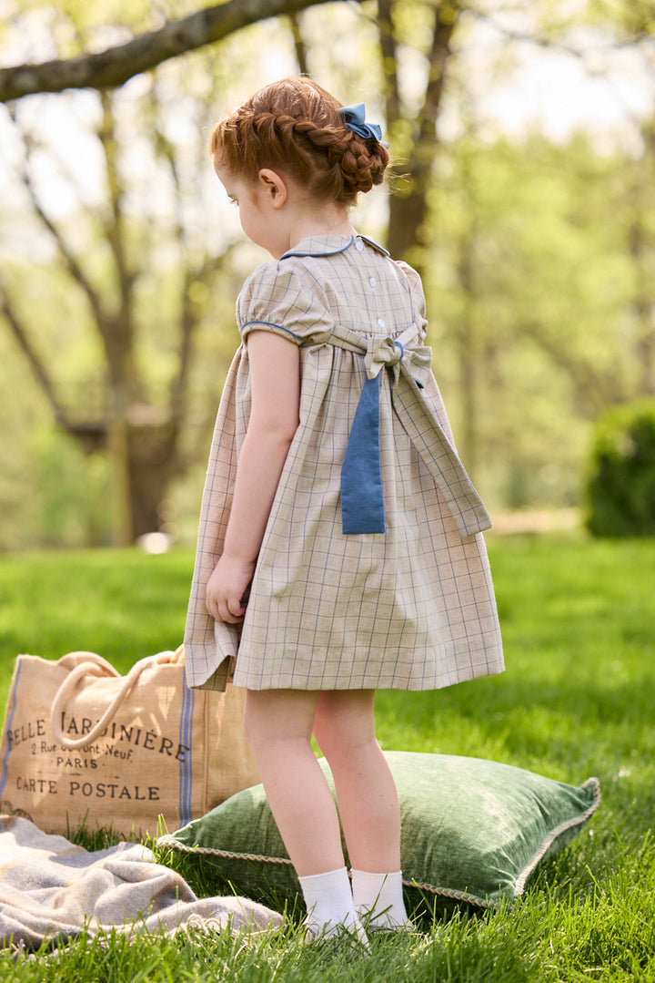 Smocked Natalie Dress- Durham Windowpane