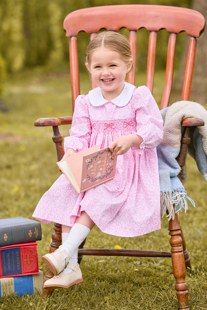 Smocked Natalie Dress- Pink Vinings