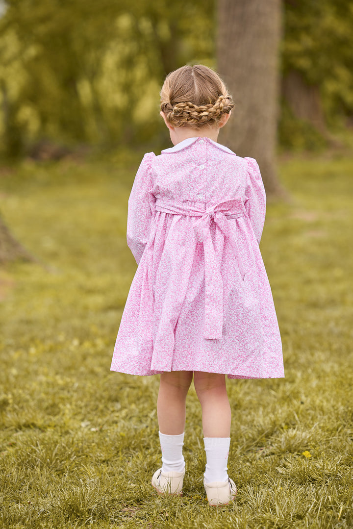 Smocked Natalie Dress- Pink Vinings