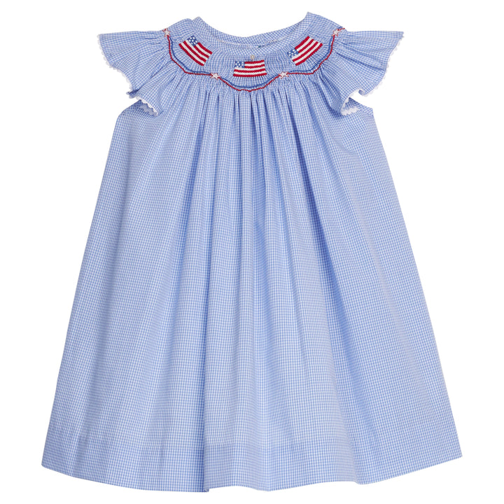 Smocked Bishop Dress- Flags