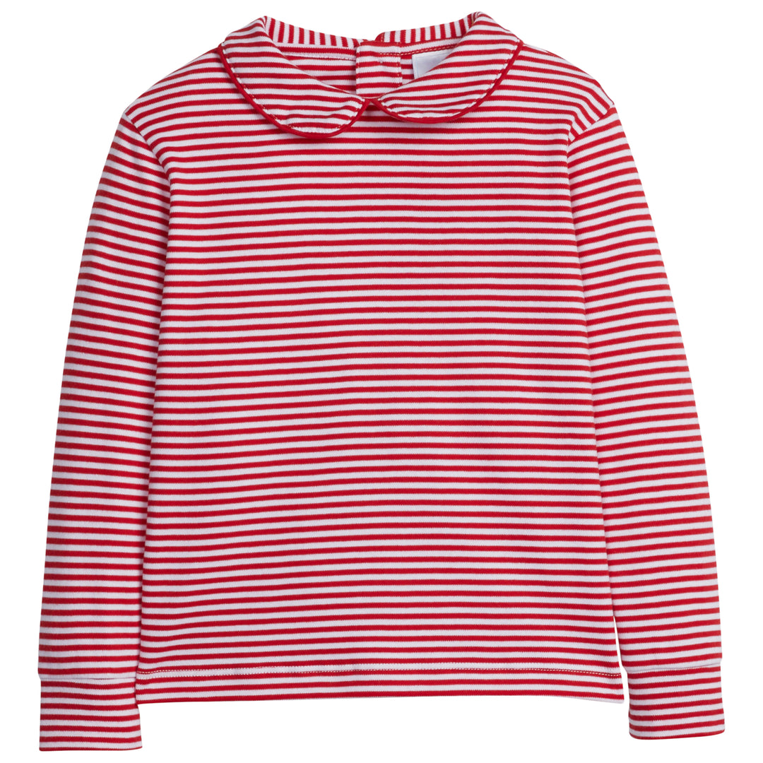 Striped Peter Pan shirt- red 12m