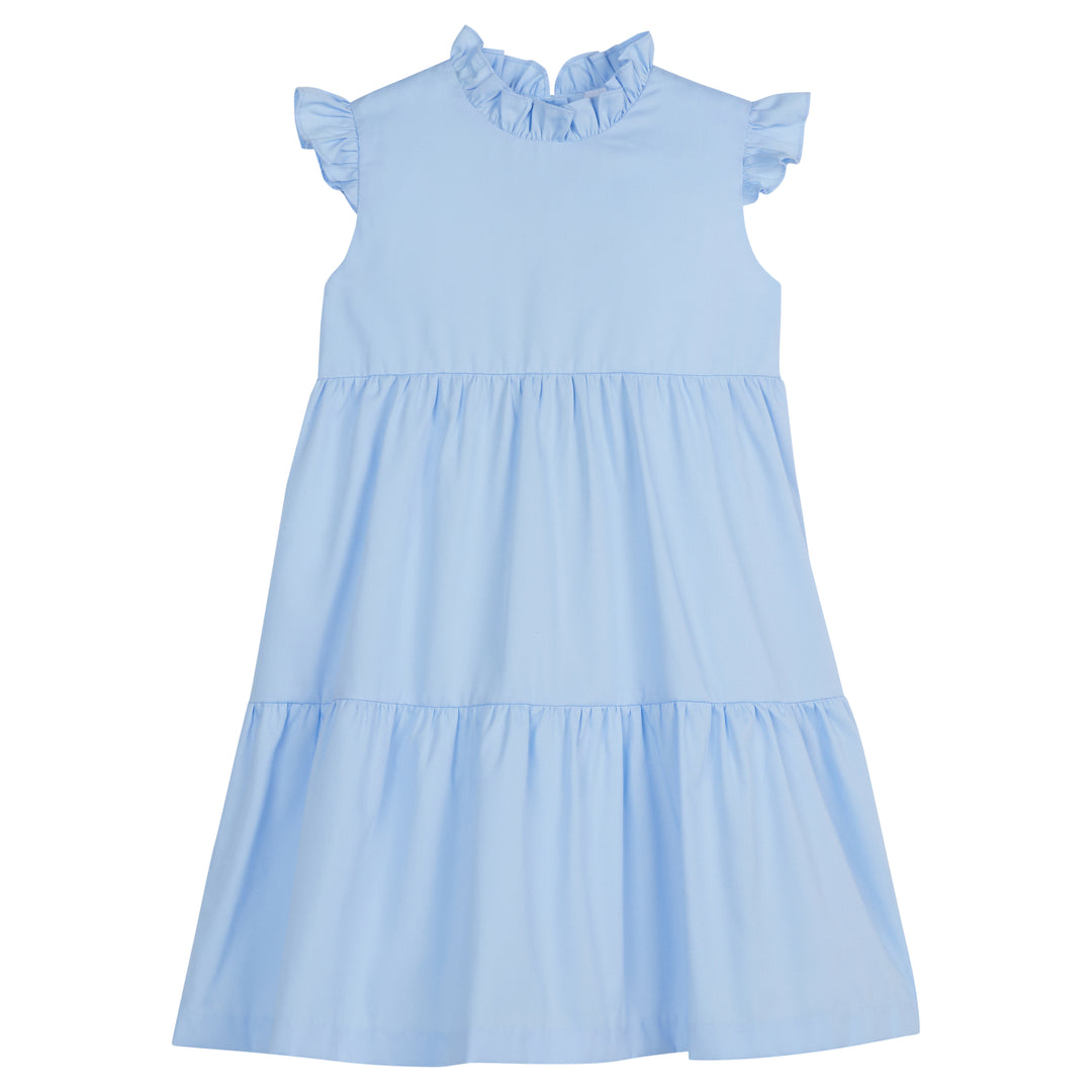 Tiered Charleston Dress- Light Blue Pique