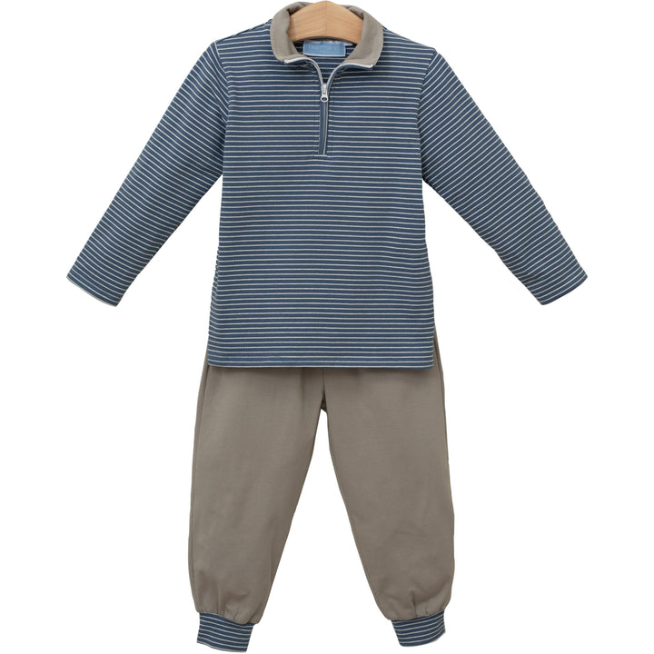 Tucker Pullover Set- Blue/Beige