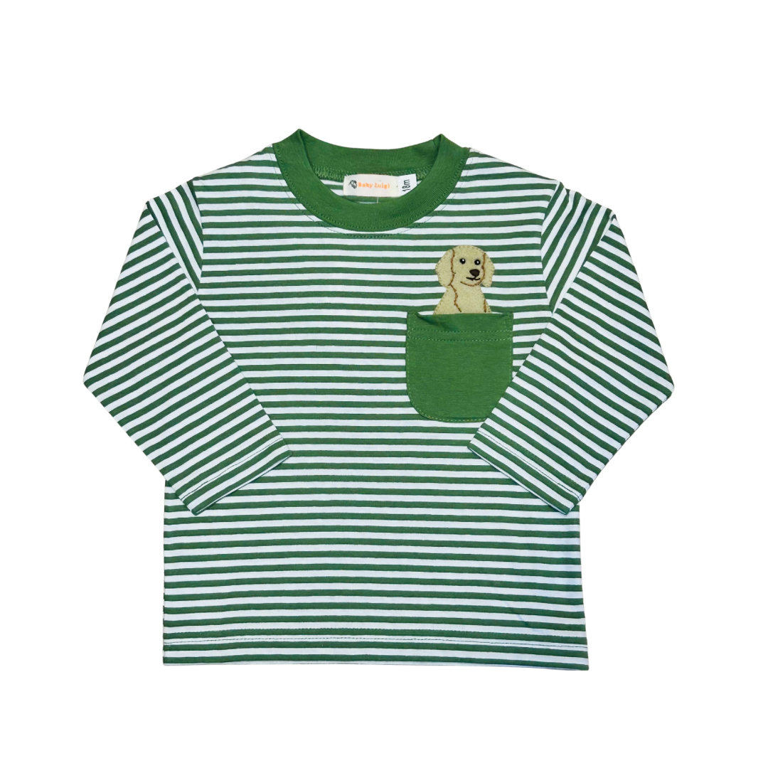 Long Sleeve Pocket Tee- Puppy