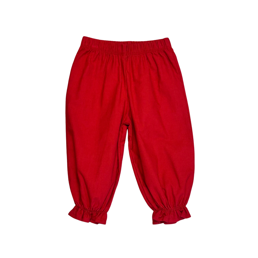 Girl Cord Bloomer Pants- Red
