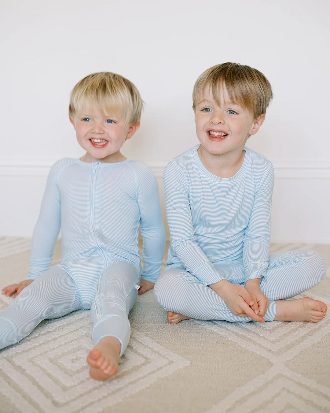 Mini Stripe Sleep Romper- Blue