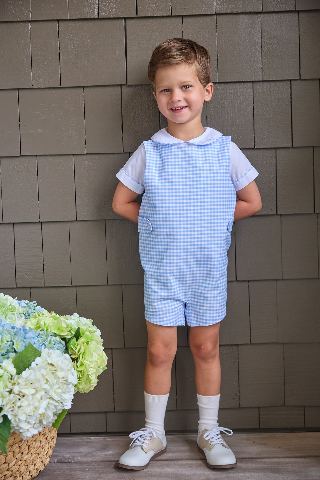 Vintage Button Tab John John Set- Mayfair Gingham