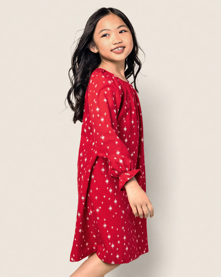 Girl's Flannel Delphine Nightgown in Starry Night