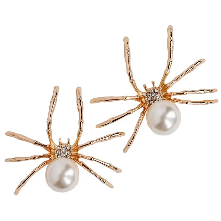 Pearl Spider Earrings- Gold