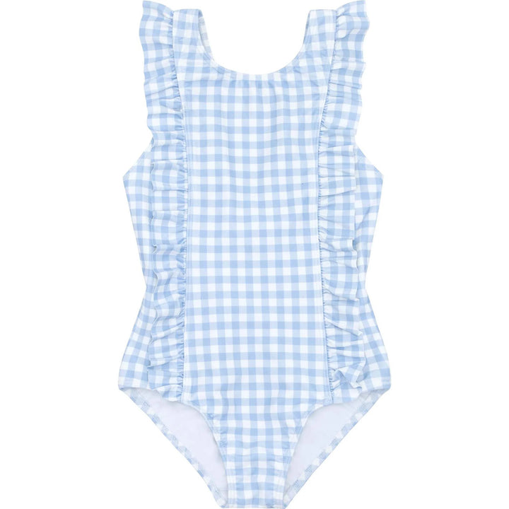 Oasis Blue Gingham Ruffle One Piece