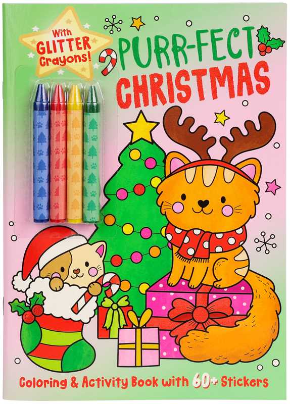 Purr-fect Christmas Coloring & Activity Book with 60+ Stickers and Glitter Crayons