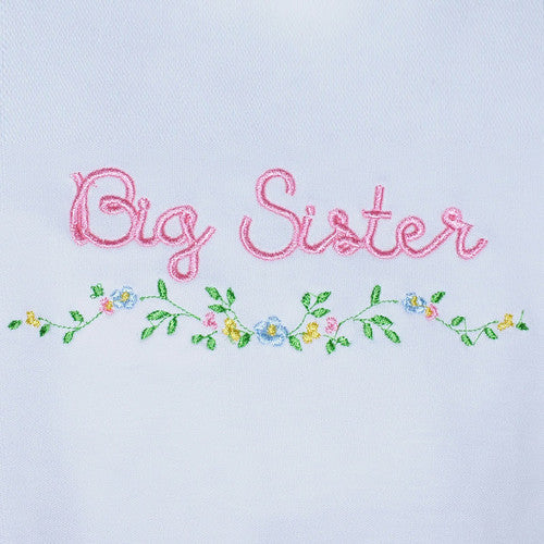 Big Sister Tee- White Hand Stitched