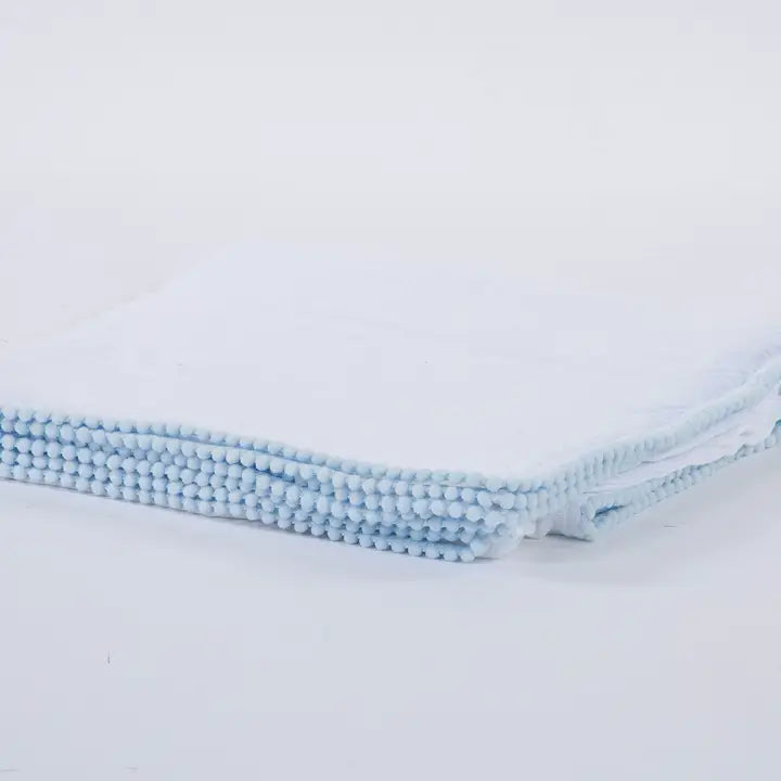 Muslin Swaddle Blanket- Blue Trim