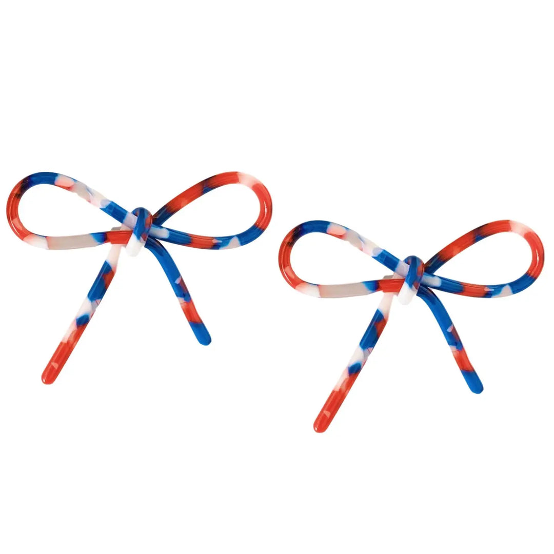 Statement Bow Earrings- Patriotic