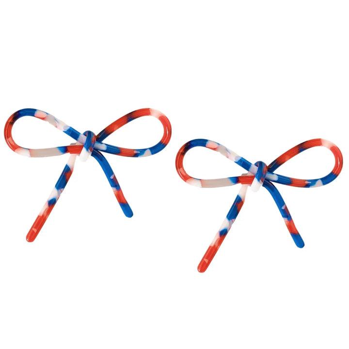 Statement Bow Earrings- Patriotic