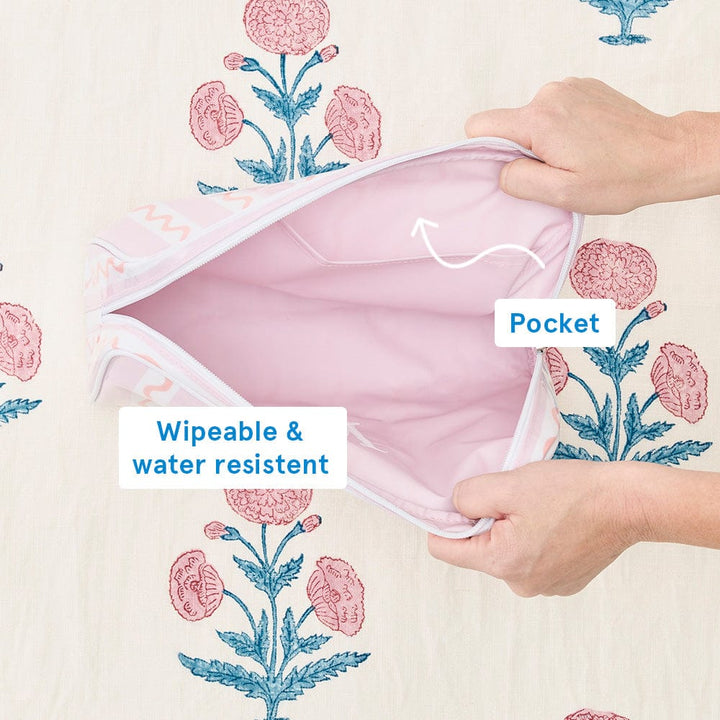 Small Coral Squiggle Cosmetic Bag