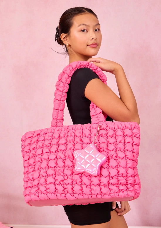 Quilted Scrunchies Large Tote Bag with Star Coin Purse