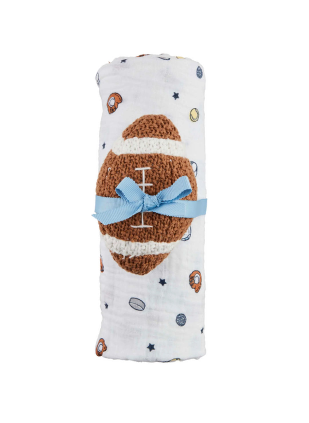 Sports Swaddle and Rattle Set