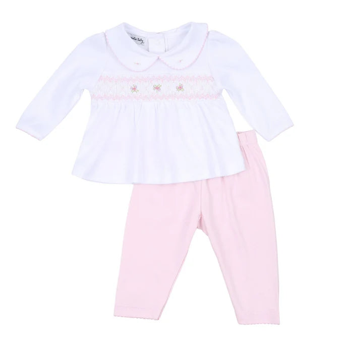 Freya and Finn Smocked Collared Pant Set