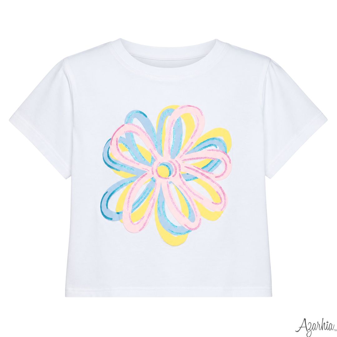Glitter Puffy Graffiti Flowers Tee