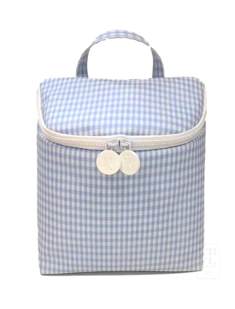 TRVL Insulated Take Away bag- sky gingham