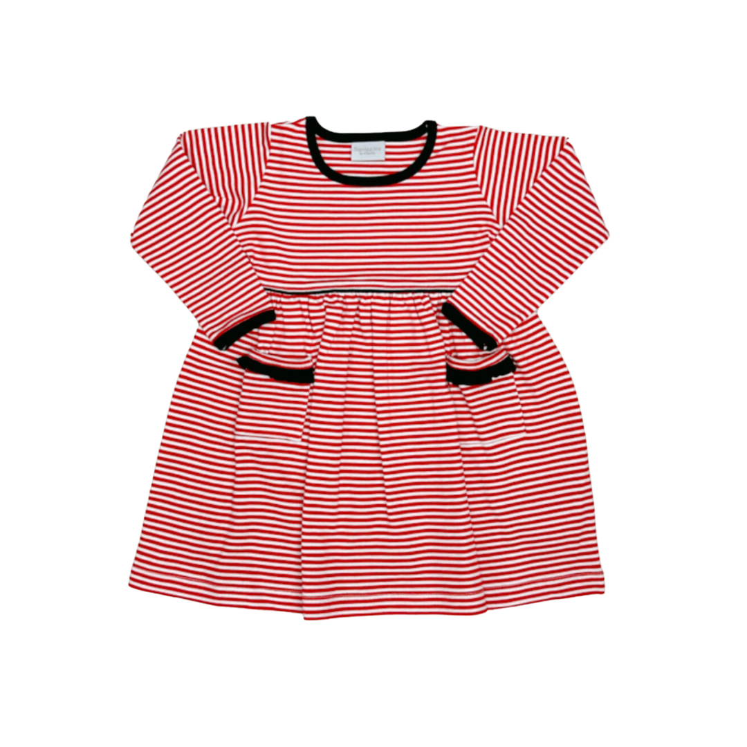 Popover dress with pockets- red stripe with black trim 18m – The Orange ...