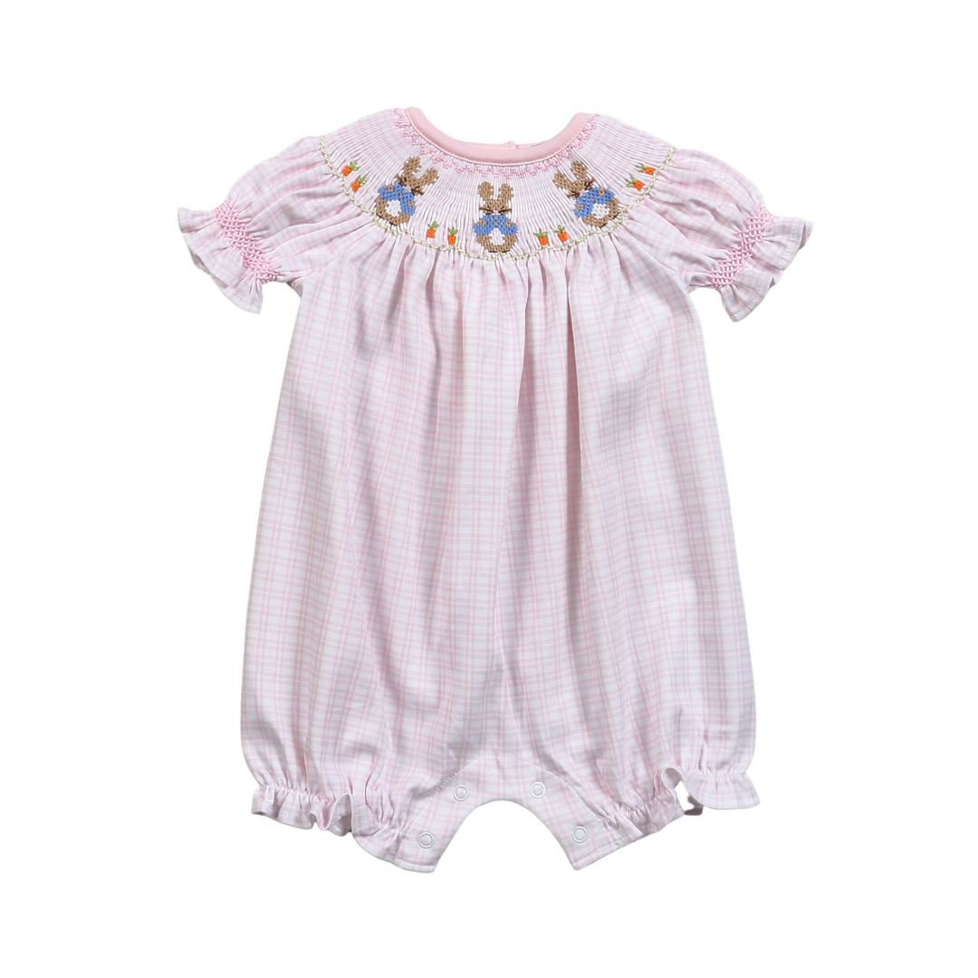 Peter Rabbit Pink Hand Smocked Bubble