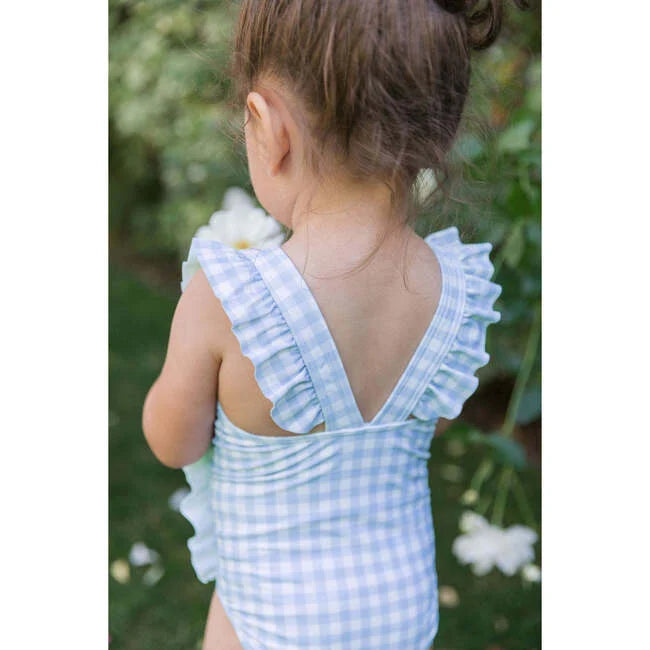 Oasis Blue Gingham Ruffle One Piece