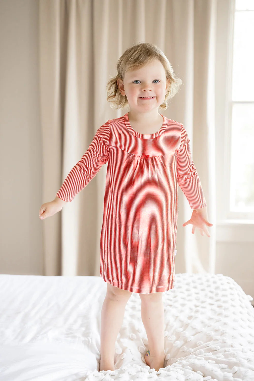 Mini Stripe Nightgown- Red