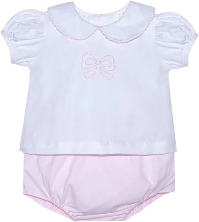 White Bailey Diaper Set- Bow