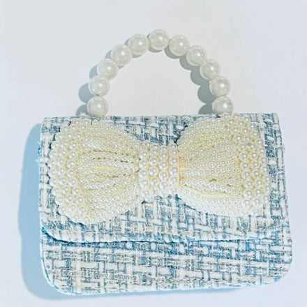 Pearl Bow Bag- Blue