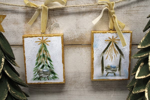 Manger Canvas Ornament