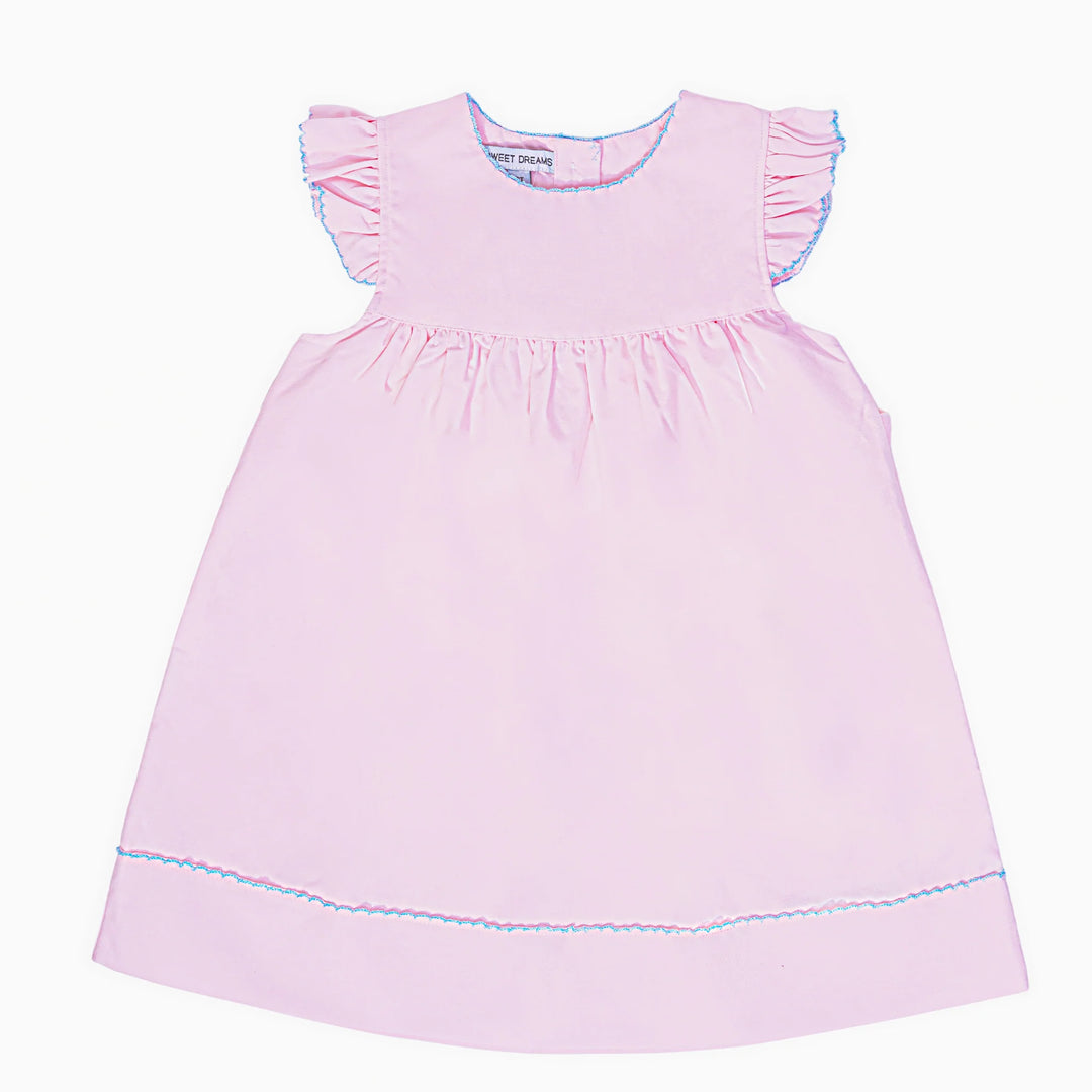 Pink with Blue Picot Trim Dress