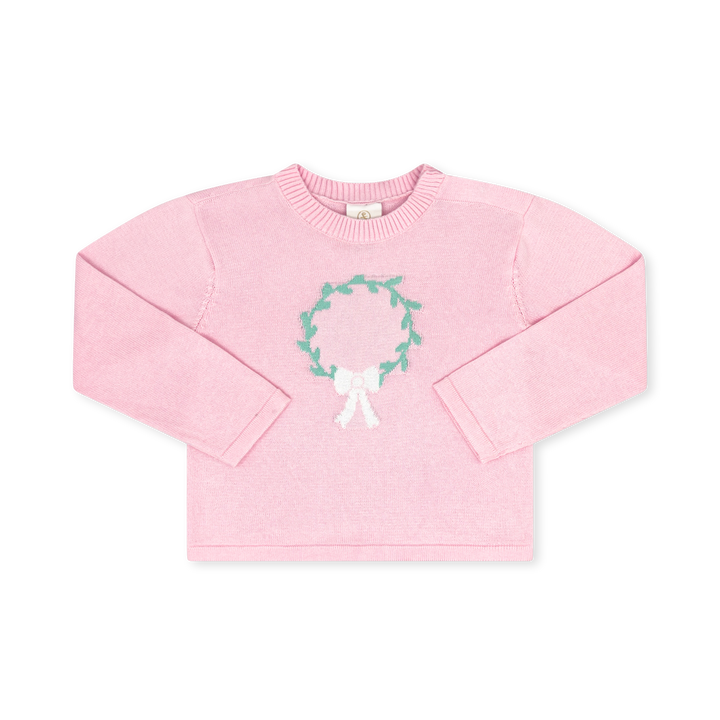 Cozy Up Sweater- Pleasant Pink Wreath