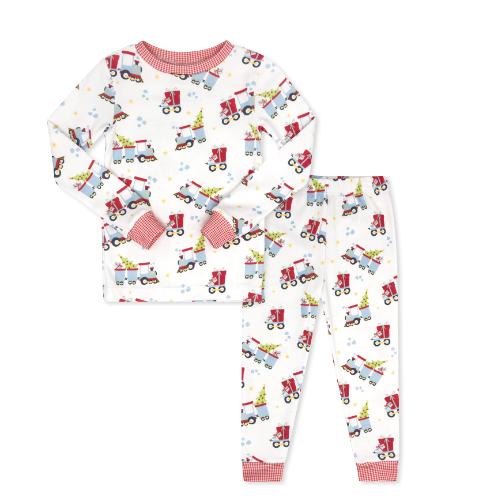 Sweet Pea PJ Set- All Aboard, Red