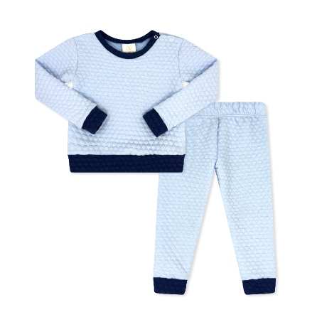 Quilted Sweatsuit- Light Blue and Navy