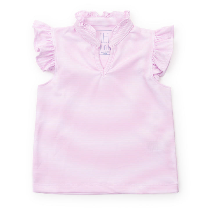 Ellie Performance Top- Pink and White Stripe