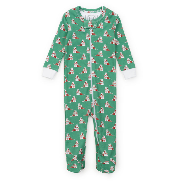 Parker Zipper Footie Pajama- Santa's Helper