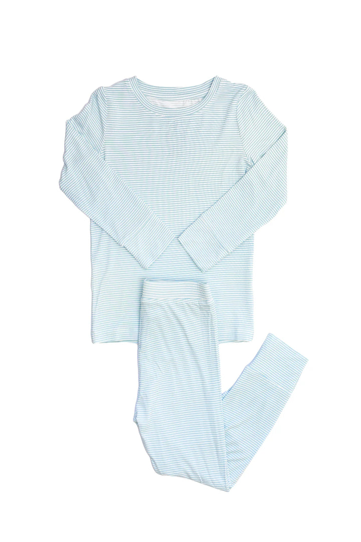Mini Stripe Pajamas- Blue