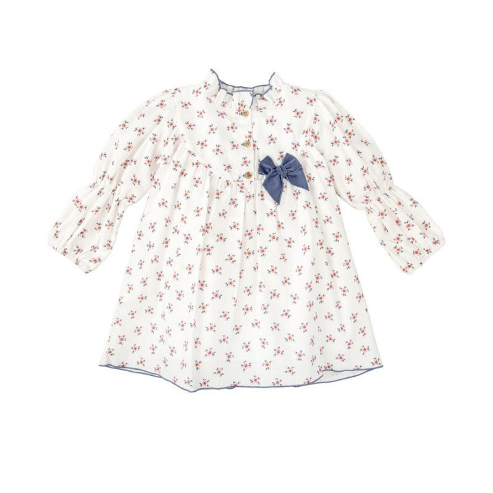 Fall Floral / Blue Bow Dress