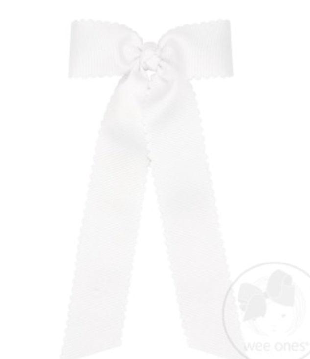 Wee Ones bow- medium scallop with tails (mult colors) - The Orange Iris 