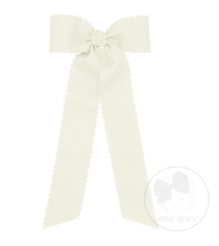 Wee Ones bow- medium scallop with tails (mult colors) - The Orange Iris 