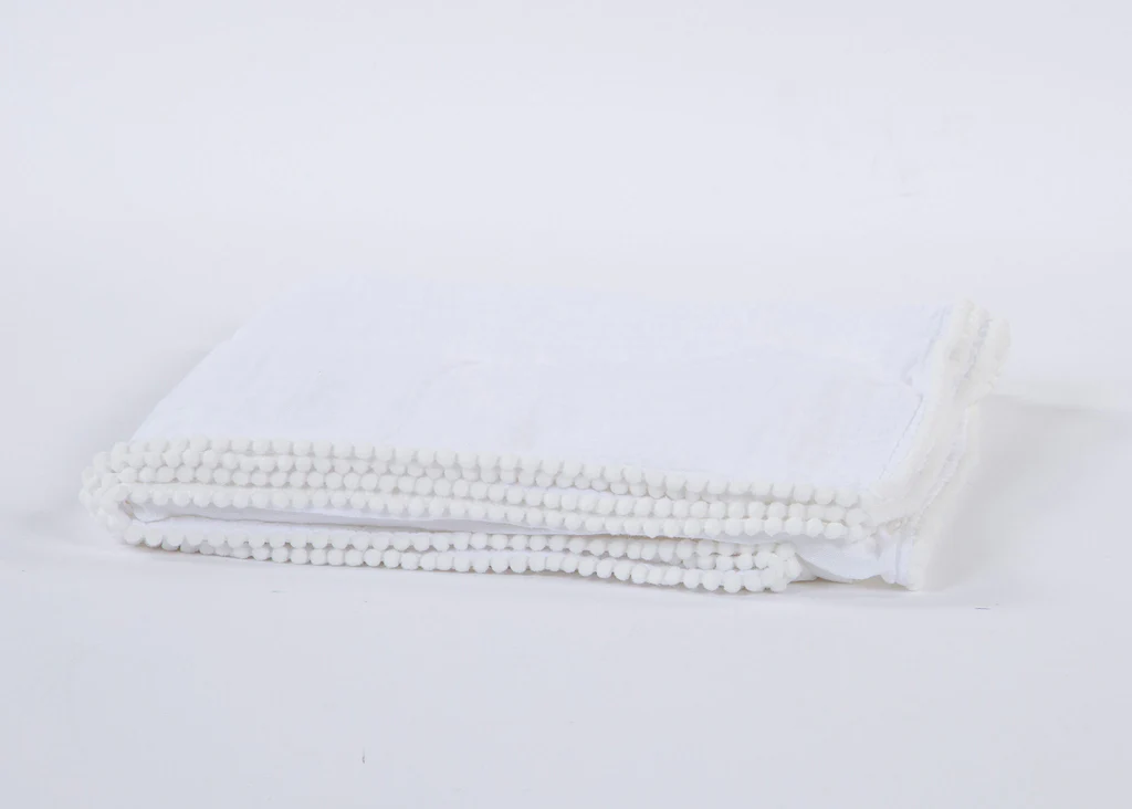 Cotton muslin swaddle blanket- white trim