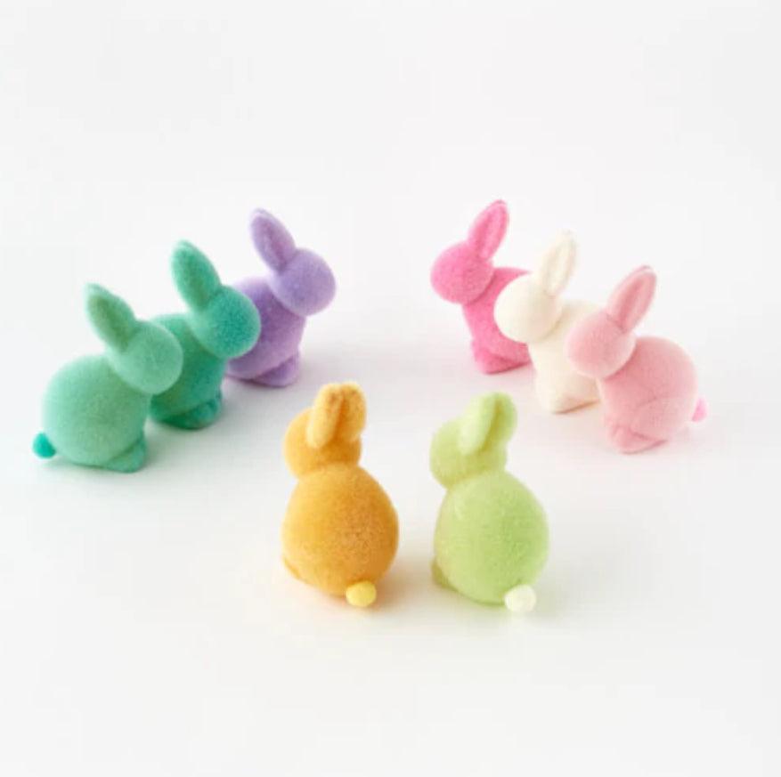 One Hundred 80 Degrees Flocked Pastel Seated Bunny with Pom Pom Tail - The Orange Iris 