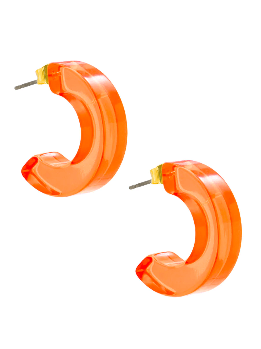 Neon lucite hoops- orange - The Orange Iris 