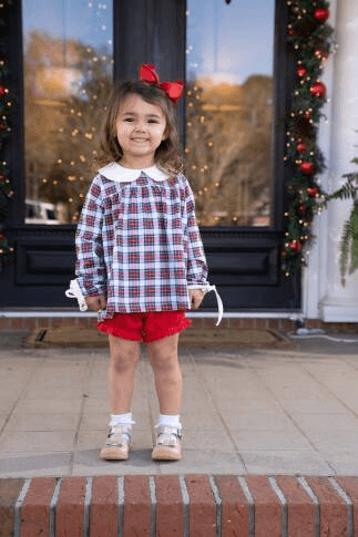 Mary Charlotte Christmas Plaid bloomer set - The Orange Iris 