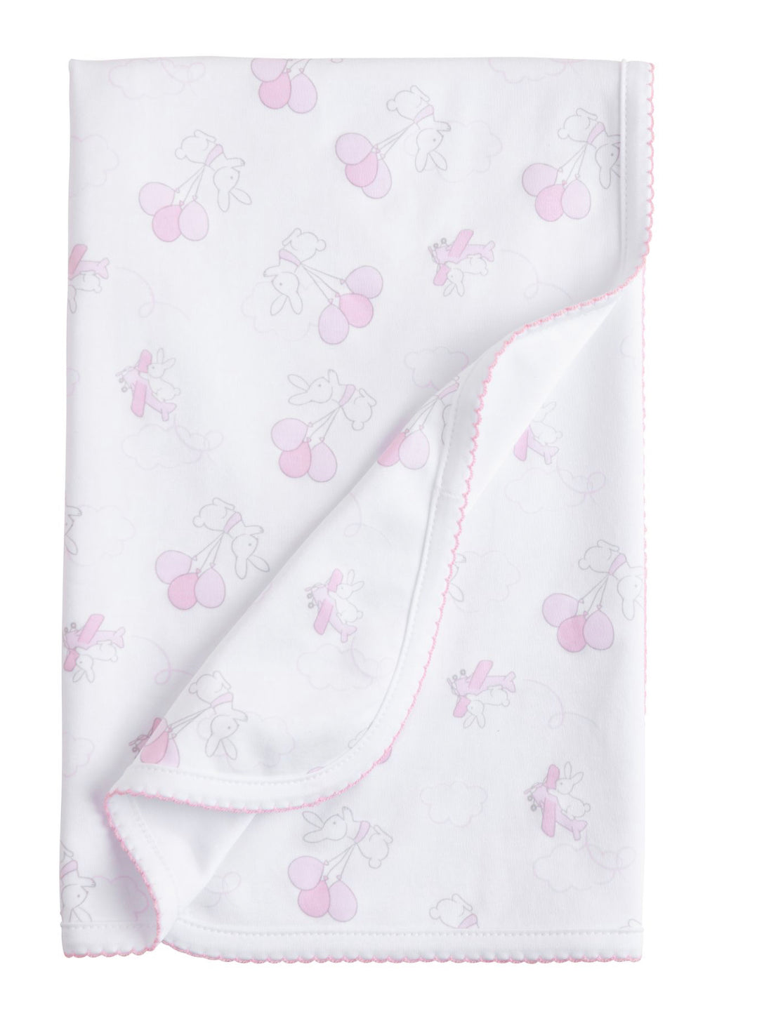 Printed blanket- pink flying bunny