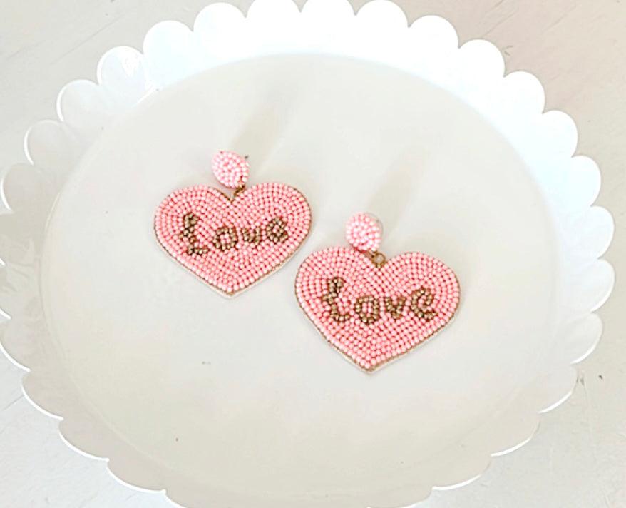 Heart pink Love earrings - The Orange Iris 